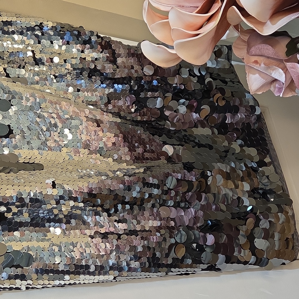 Nwt 14 Size Avec Les Filles Silver Sequin Midi Dress - Picture 4 of 16
